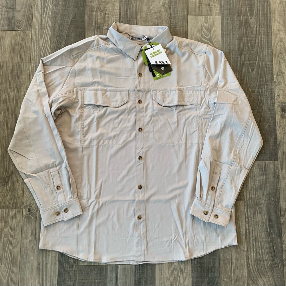 NWT Outdoor Ventures Long Sleeve Hiking Shirts 
UV Protection
Men’s 2XL 
Khaki
